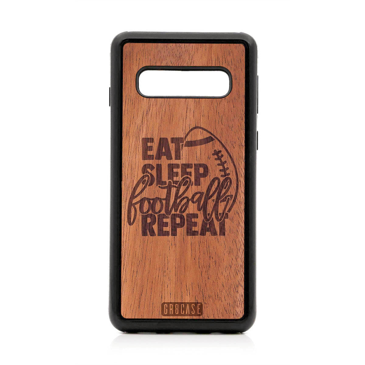 Eat Sleep Football Repeat Design Wood Case For Samsung Galaxy S10
