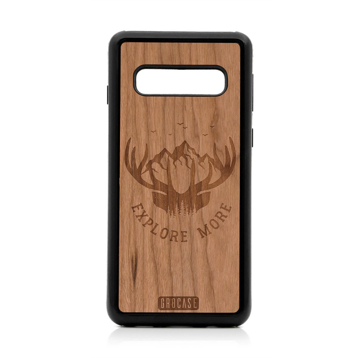 Explore More (Forest, Mountains &amp; Antlers) Design Wood Case For Samsung Galaxy S10 by GR8CASE