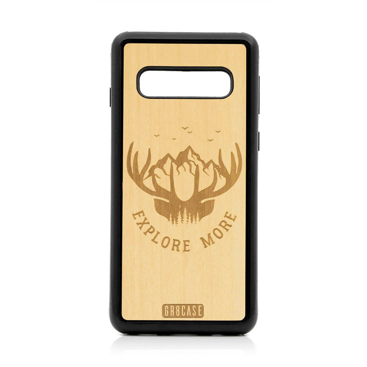 Explore More (Forest, Mountains &amp; Antlers) Design Wood Case For Samsung Galaxy S10 by GR8CASE