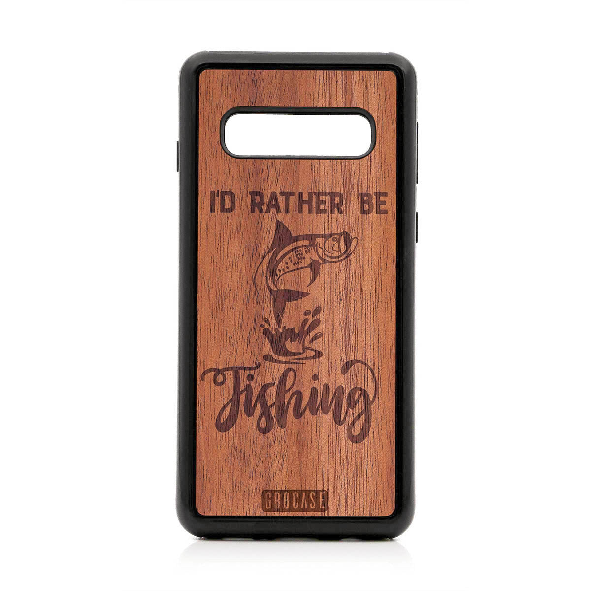 I&#39;D Rather Be Fishing Design Wood Case For Samsung Galaxy S10