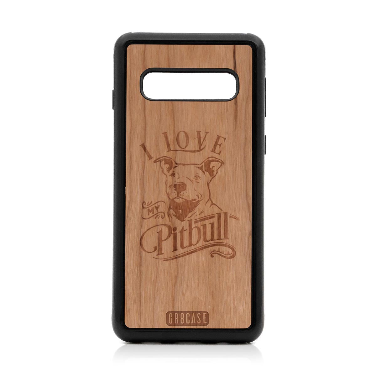 I Love My Pitbull Design Wood Case For Samsung Galaxy S10 by GR8CASE