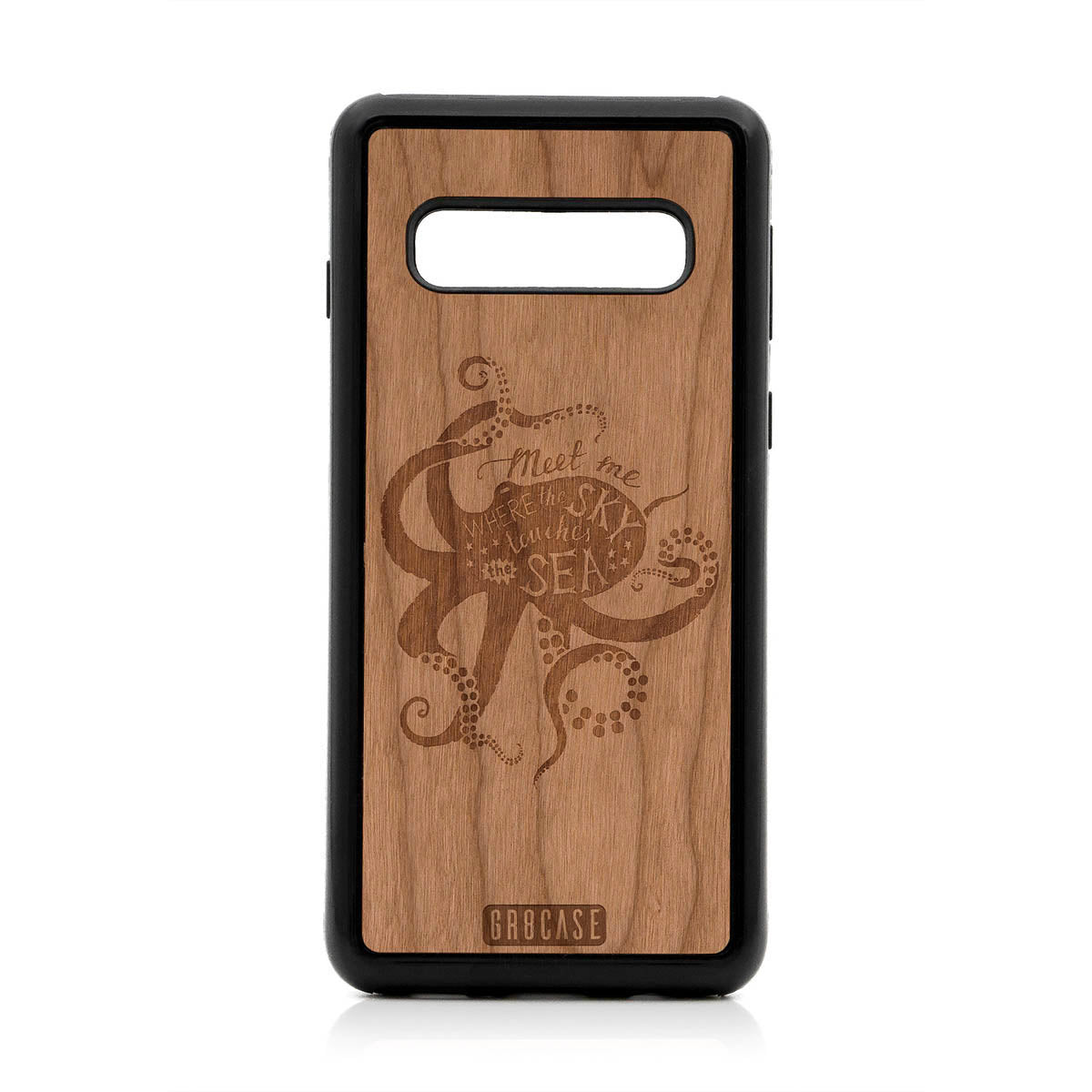 Meet Me Where The Sky Touches The Sea (Octopus) Design Wood Case For Samsung Galaxy S10