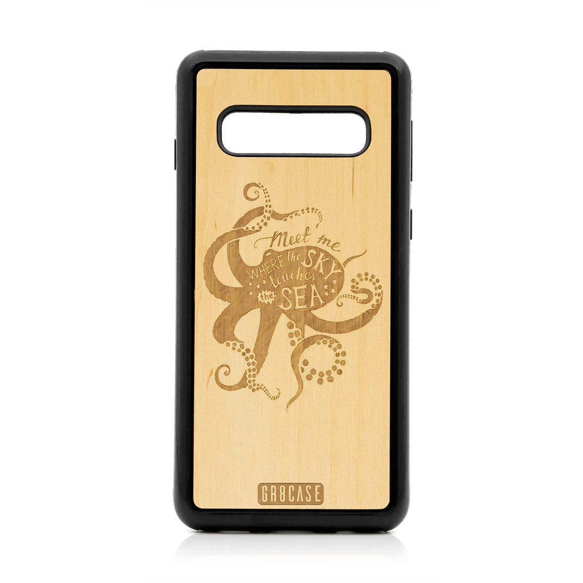 Meet Me Where The Sky Touches The Sea (Octopus) Design Wood Case For Samsung Galaxy S10