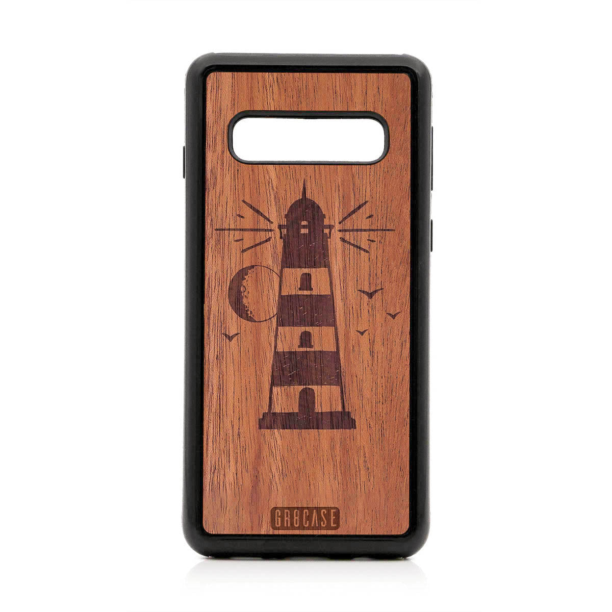 Midnight Lighthouse Design Wood Case For Samsung Galaxy S10