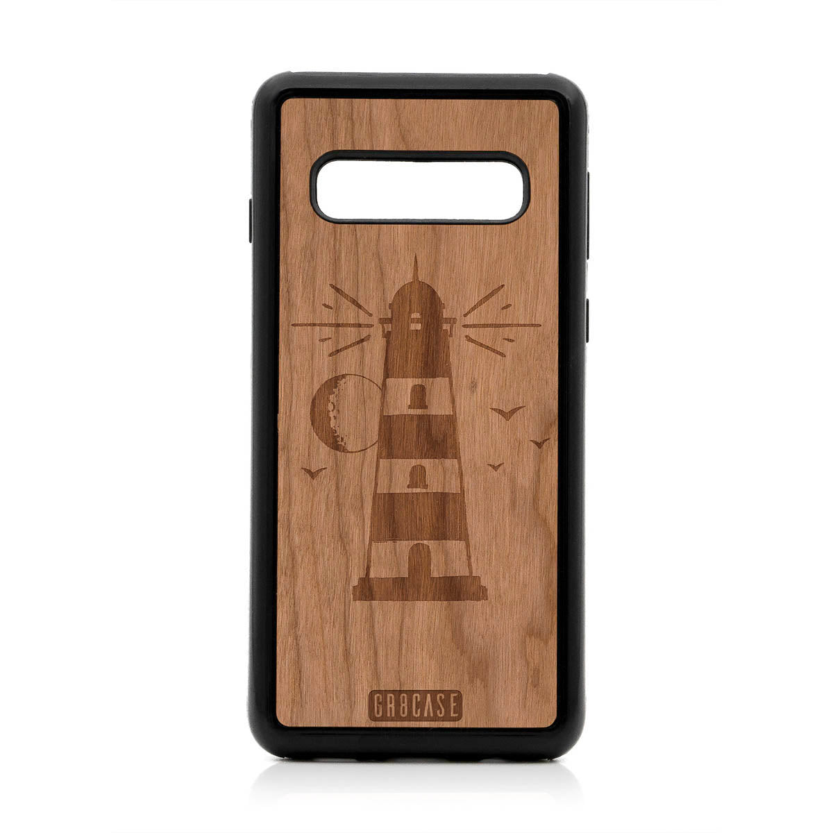 Midnight Lighthouse Design Wood Case For Samsung Galaxy S10