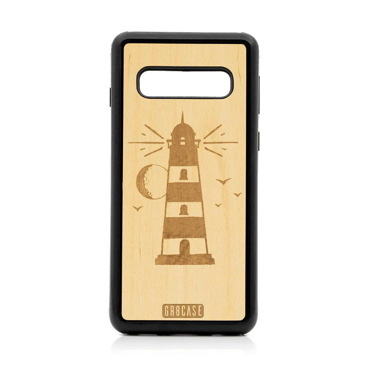 Midnight Lighthouse Design Wood Case For Samsung Galaxy S10