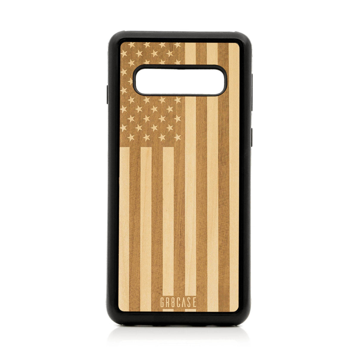 USA Flag Design Wood Case For Samsung Galaxy S10