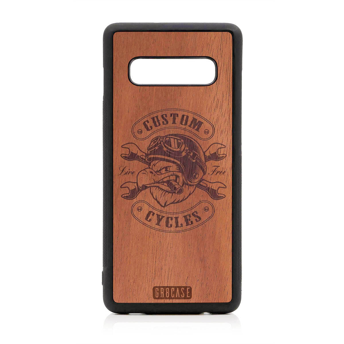 Custom Cycles Live Free (Biker Eagle) Design Wood Case For Samsung Galaxy S10 by GR8CASE