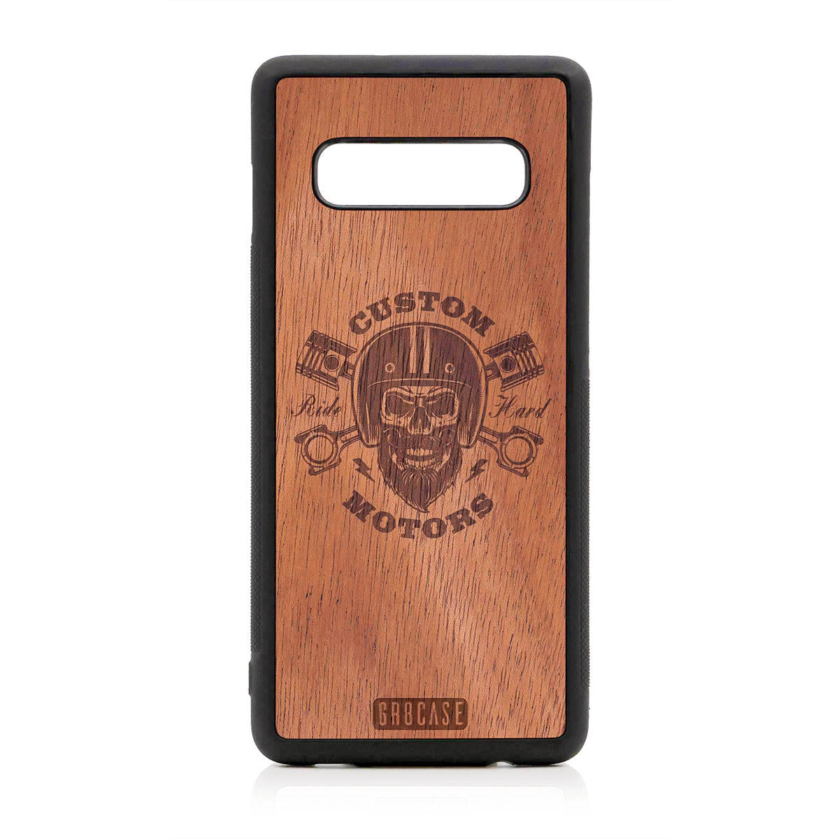 Custom Motors (Bearded Biker Skull) Design Wood Case For Samsung Galaxy Note 10 Plus by GR8CASE
