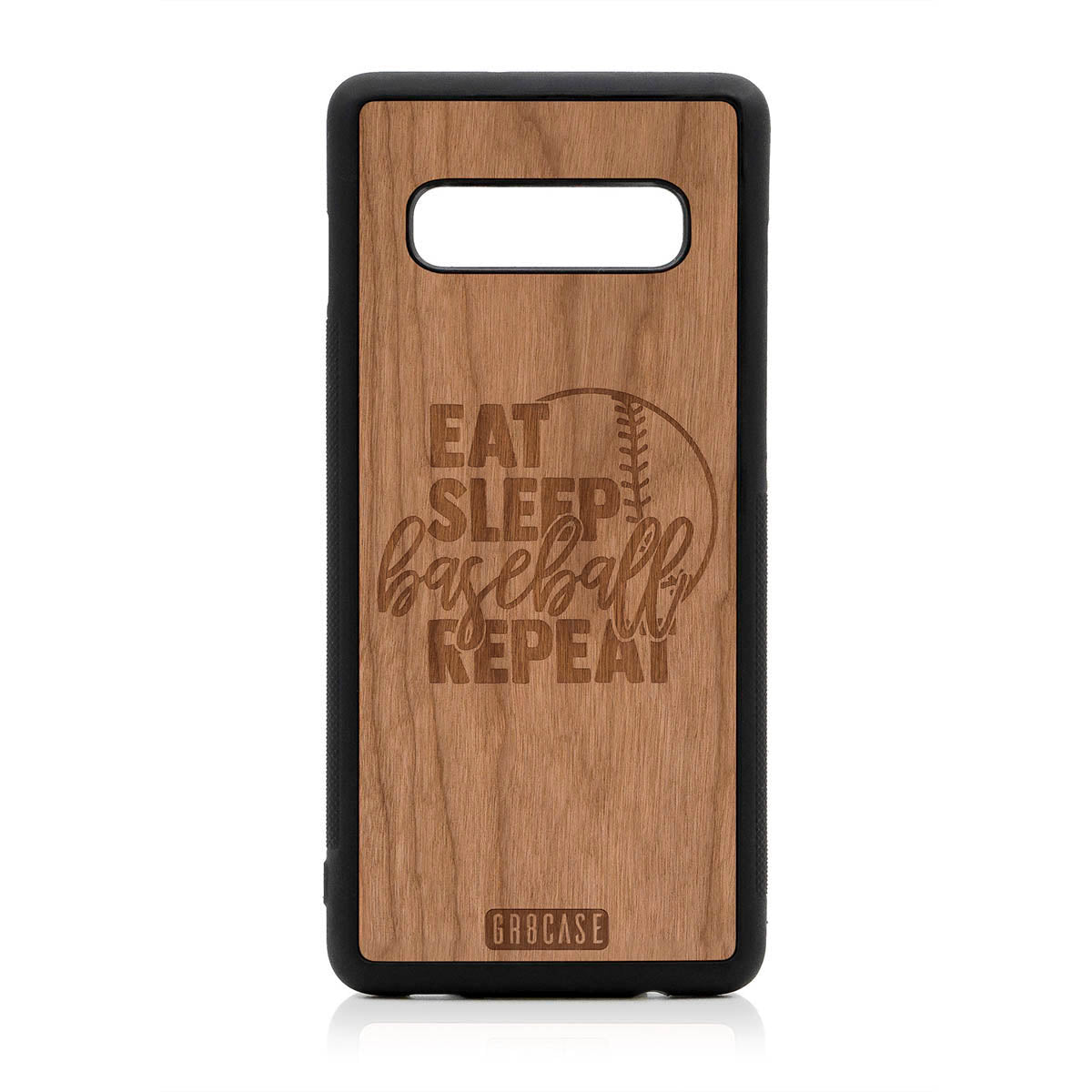 Eat Sleep Baseball Repeat Design Wood Case For Samsung Galaxy S10 Plus