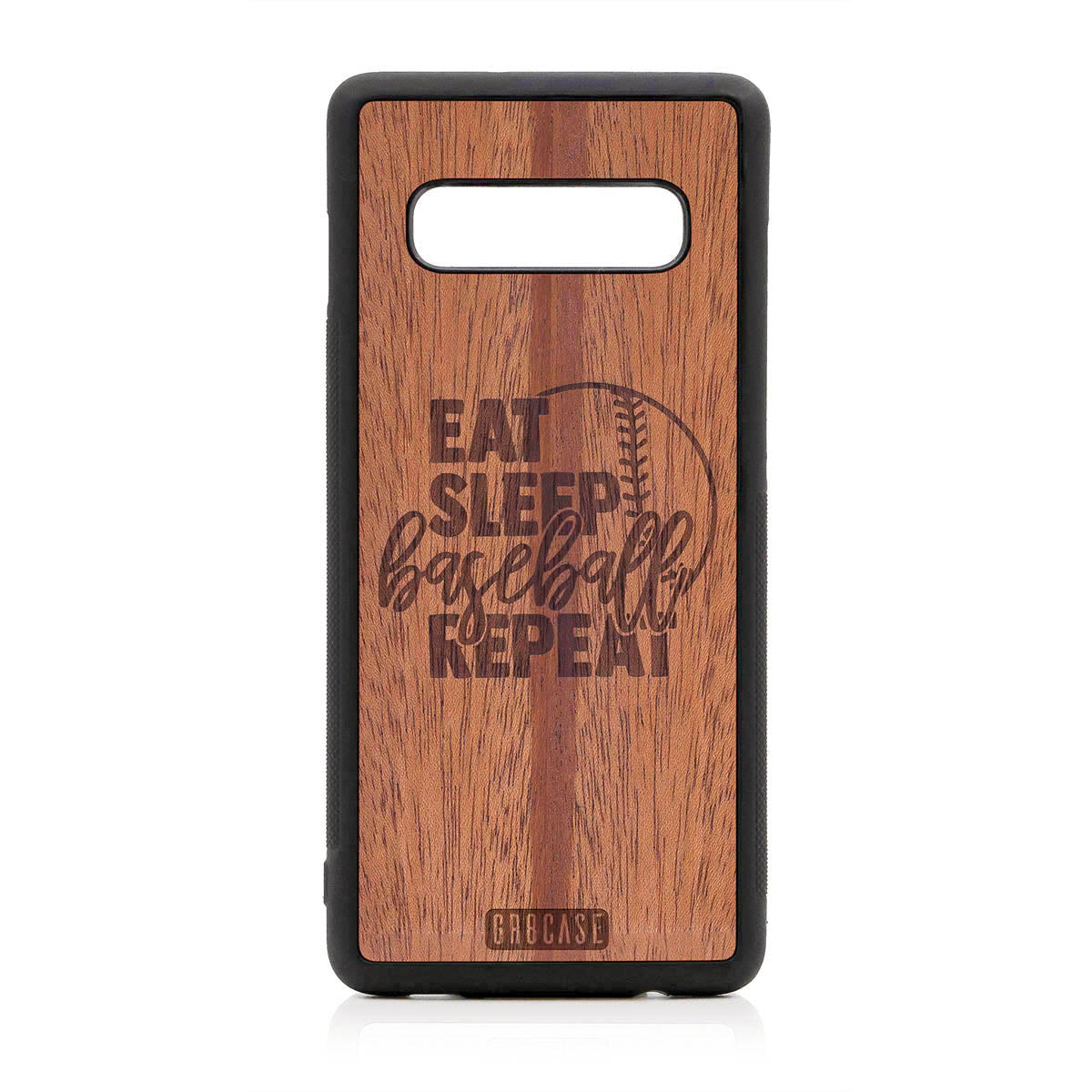 Eat Sleep Baseball Repeat Design Wood Case For Samsung Galaxy S10 Plus