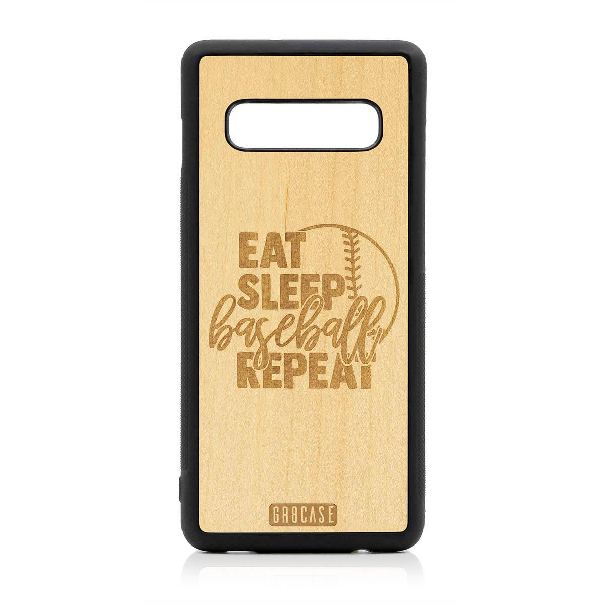 Eat Sleep Baseball Repeat Design Wood Case For Samsung Galaxy S10 Plus