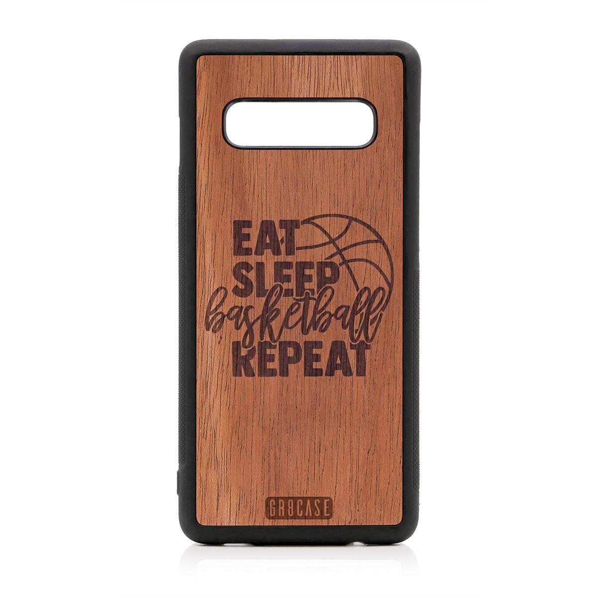 Eat Sleep Basketball Repeat Design Wood Case For Samsung Galaxy S10 Plus