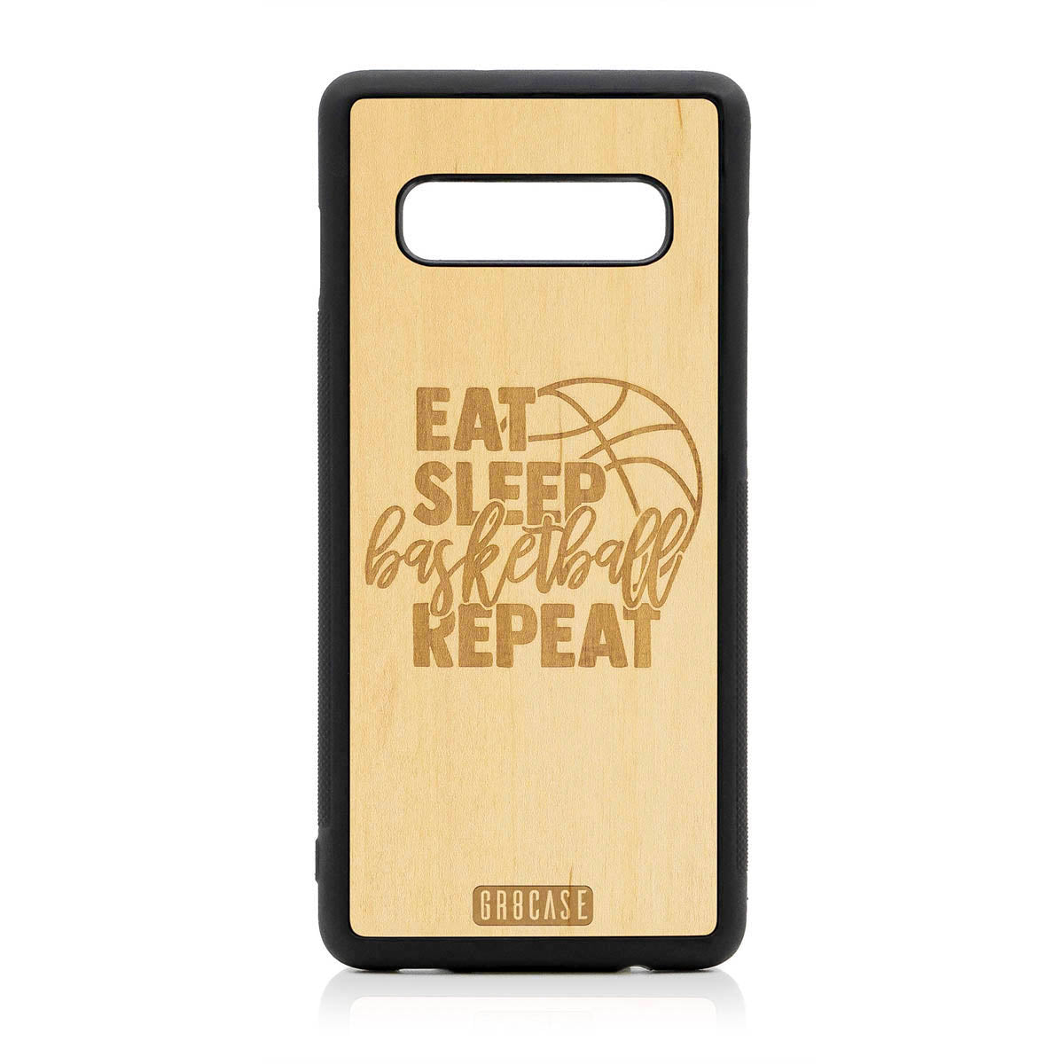 Eat Sleep Basketball Repeat Design Wood Case For Samsung Galaxy S10 Plus