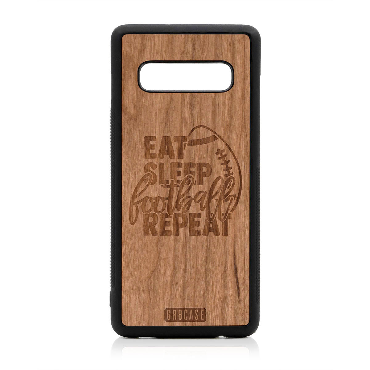 Eat Sleep Football Repeat Design Wood Case For Samsung Galaxy S10 Plus