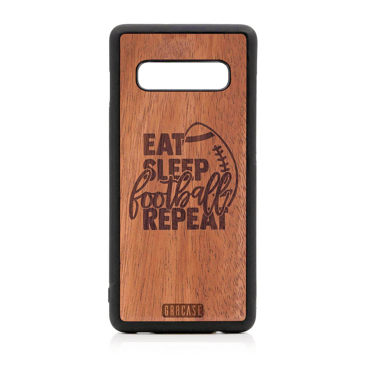 Eat Sleep Football Repeat Design Wood Case For Samsung Galaxy S10 Plus