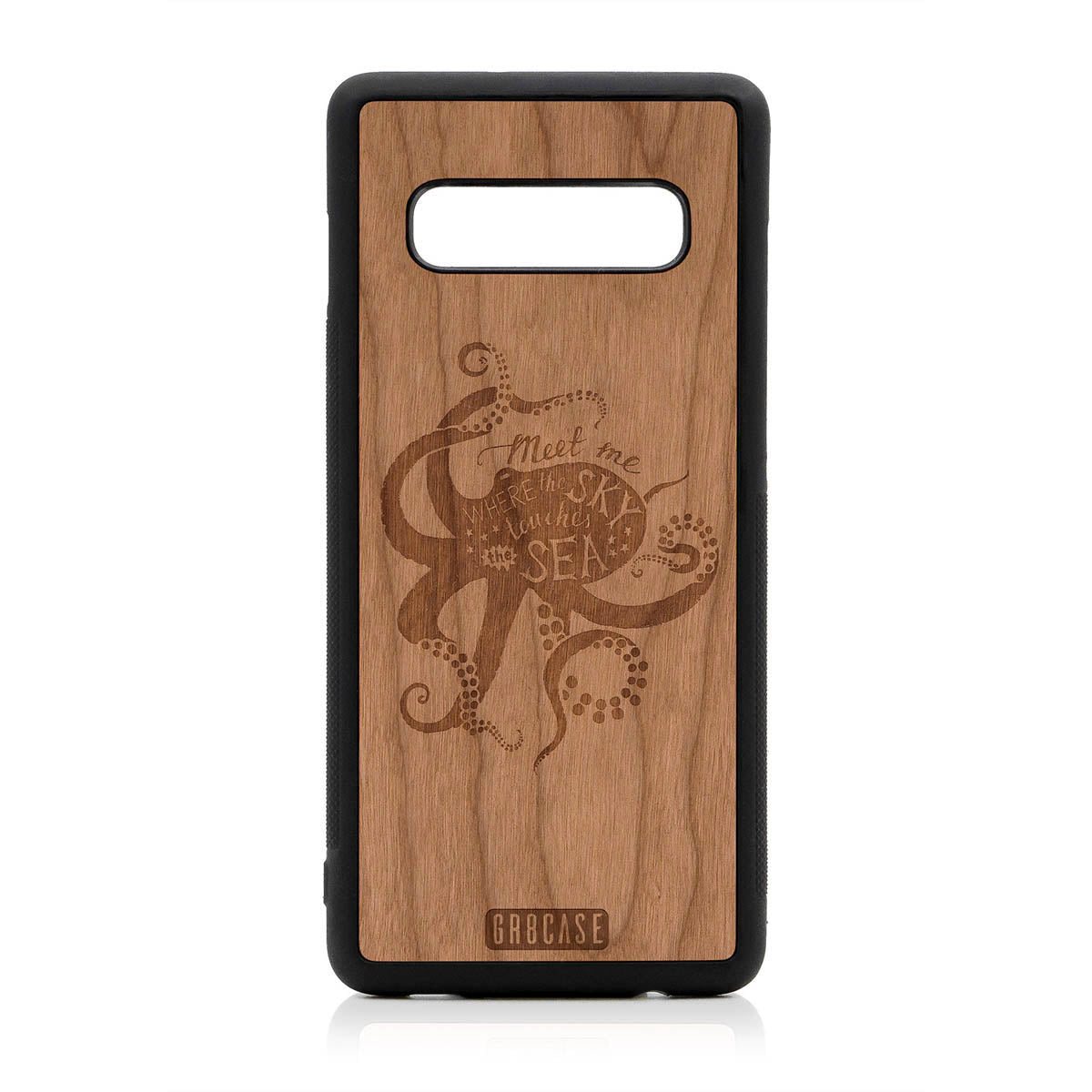 Meet Me Where The Sky Touches The Sea (Octopus) Design Wood Case For Samsung Galaxy S10 Plus