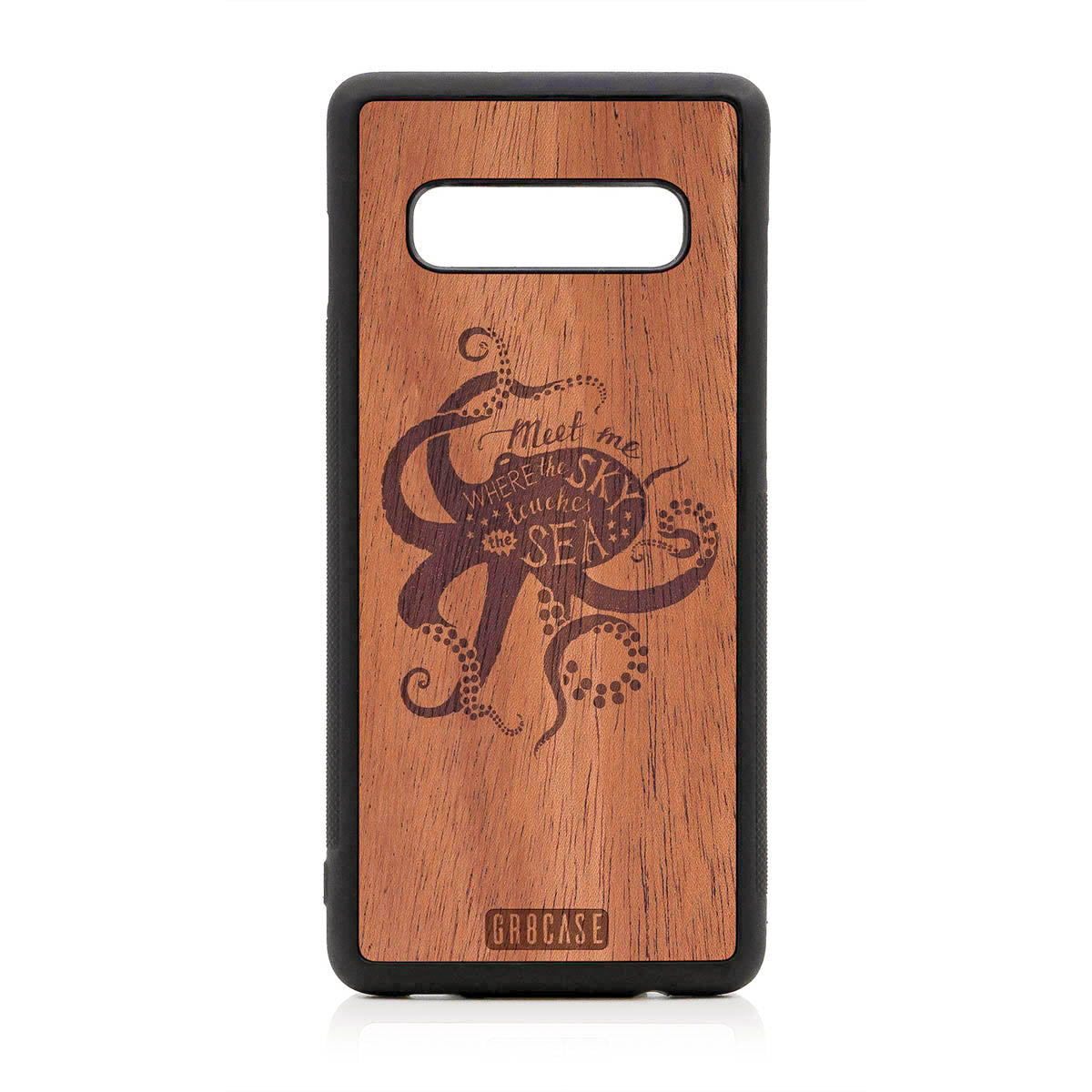 Meet Me Where The Sky Touches The Sea (Octopus) Design Wood Case For Samsung Galaxy S10 Plus