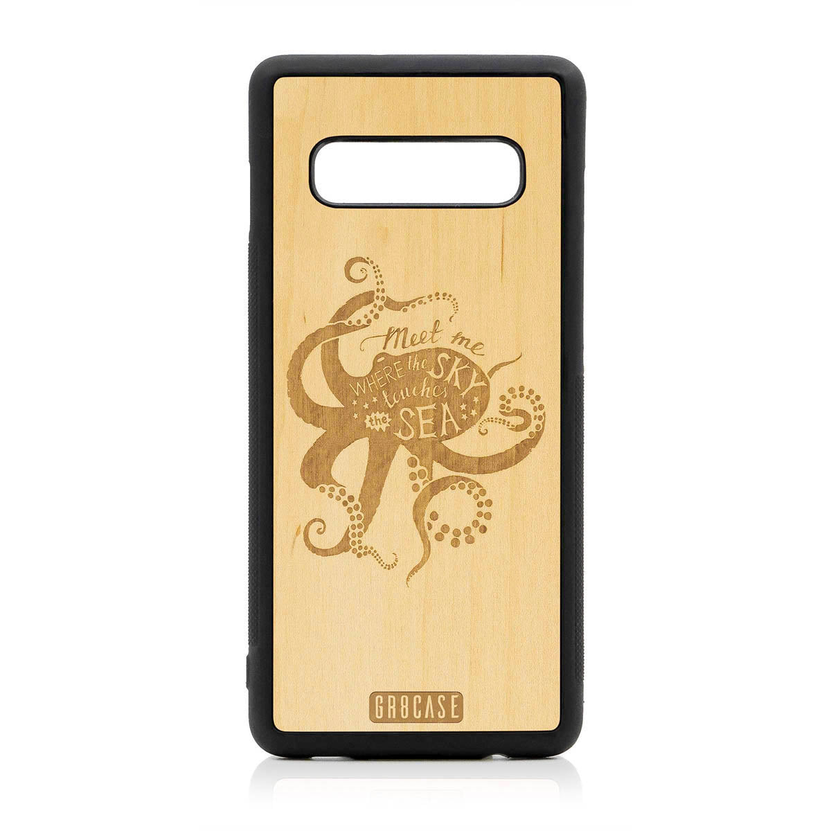 Meet Me Where The Sky Touches The Sea (Octopus) Design Wood Case For Samsung Galaxy S10 Plus