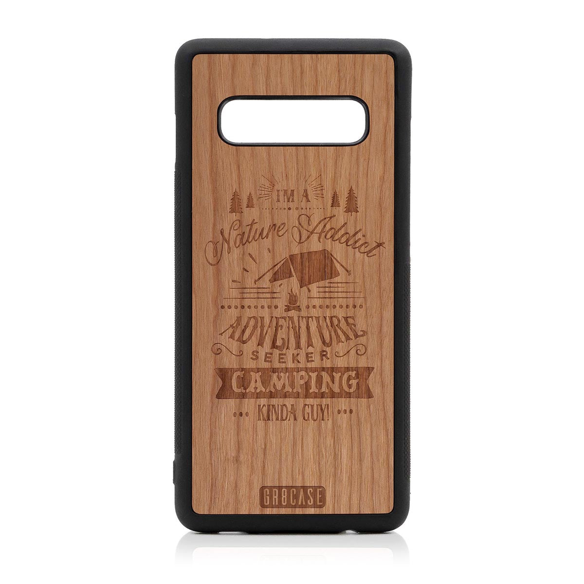 I'm A Nature Addict Adventure Seeker Camping Kinda Guy Design Wood Case Samsung Galaxy S10 Plus by GR8CASE