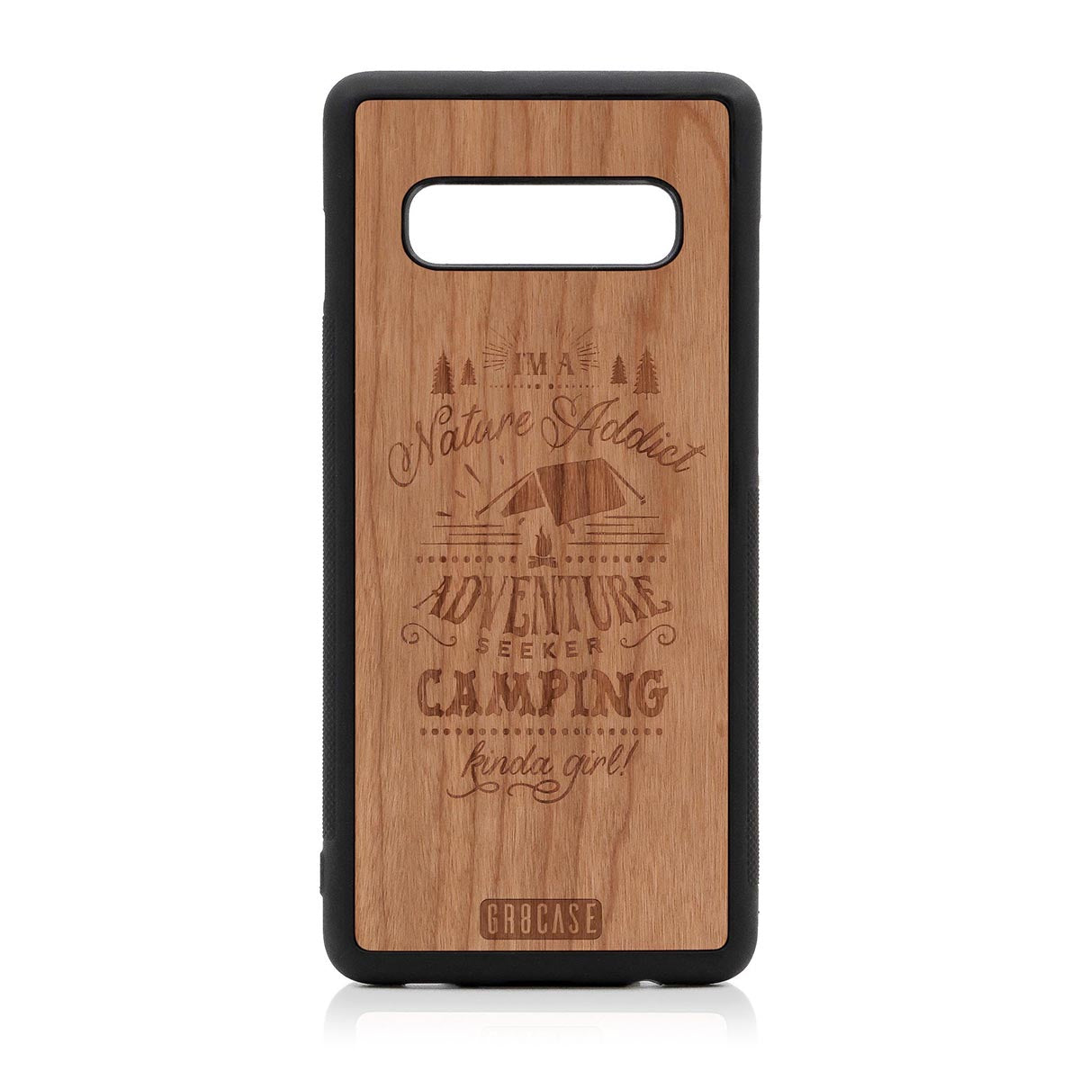 I'm A Nature Addict Adventure Seeker Camping Kinda Girl Design Wood Case Samsung Galaxy S9 Plus by GR8CASE