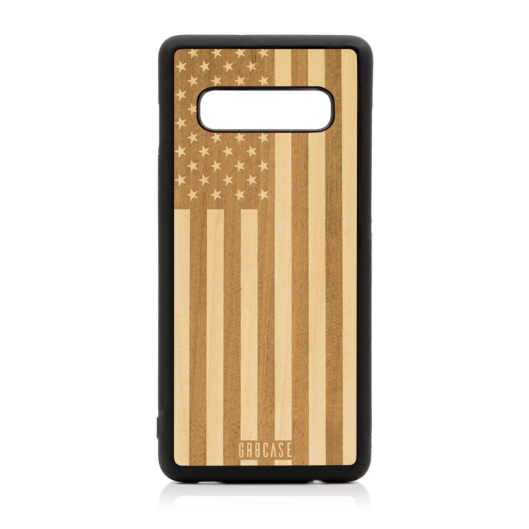USA Flag Design Wood Case Samsung Galaxy S10 Plus