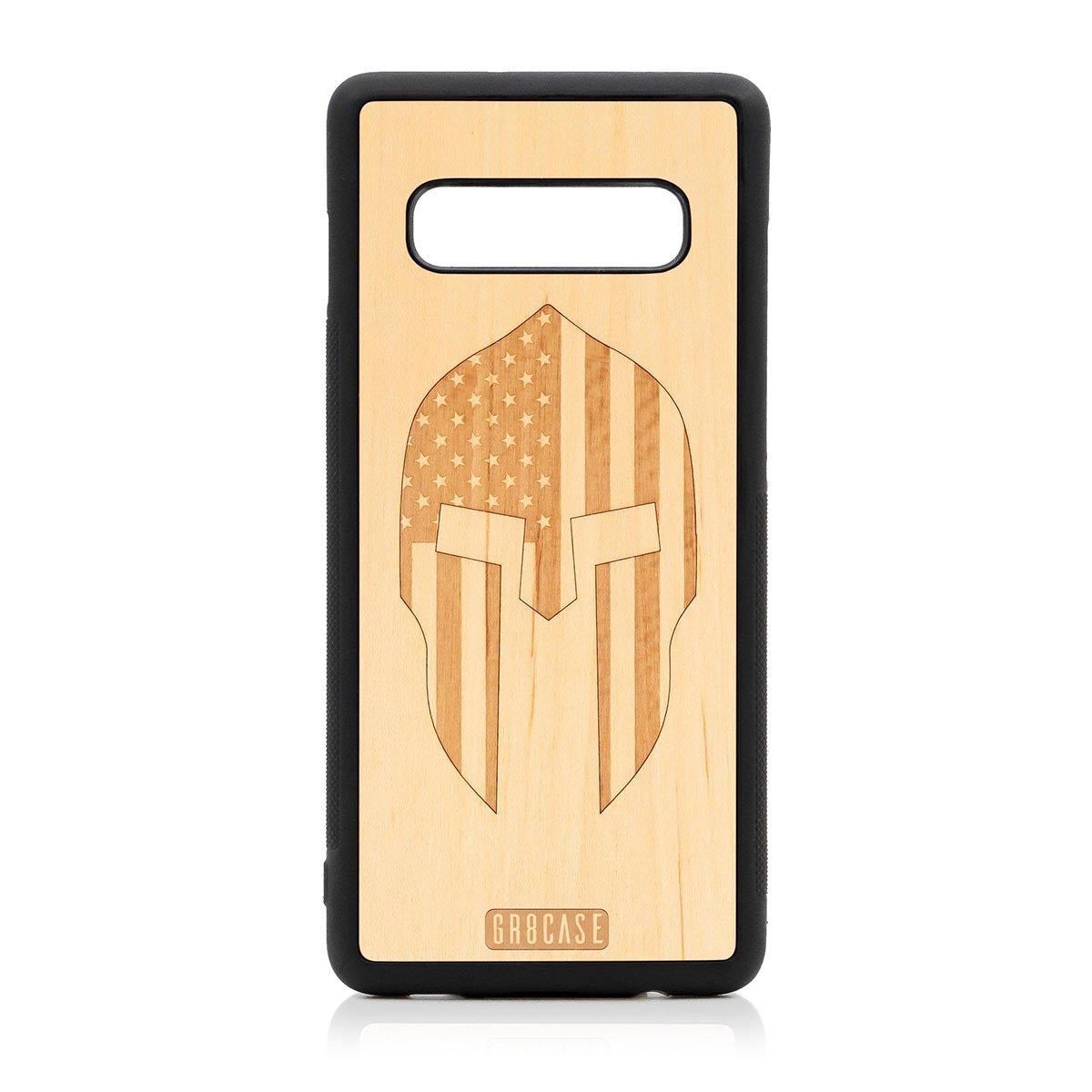USA Spartan Helmet Design Wood Case Samsung Galaxy S10 Plus