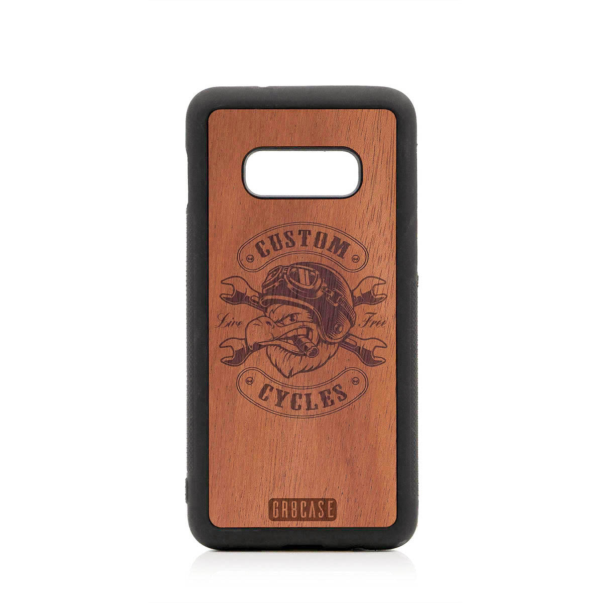 Custom Cycles Live Free (Biker Eagle) Design Wood Case For Samsung Galaxy S10E by GR8CASE