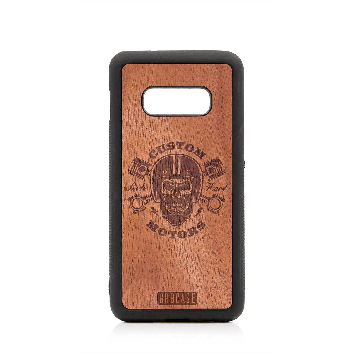 Custom Motors (Bearded Biker Skull) Design Wood Case For Samsung Galaxy S10E by GR8CASE