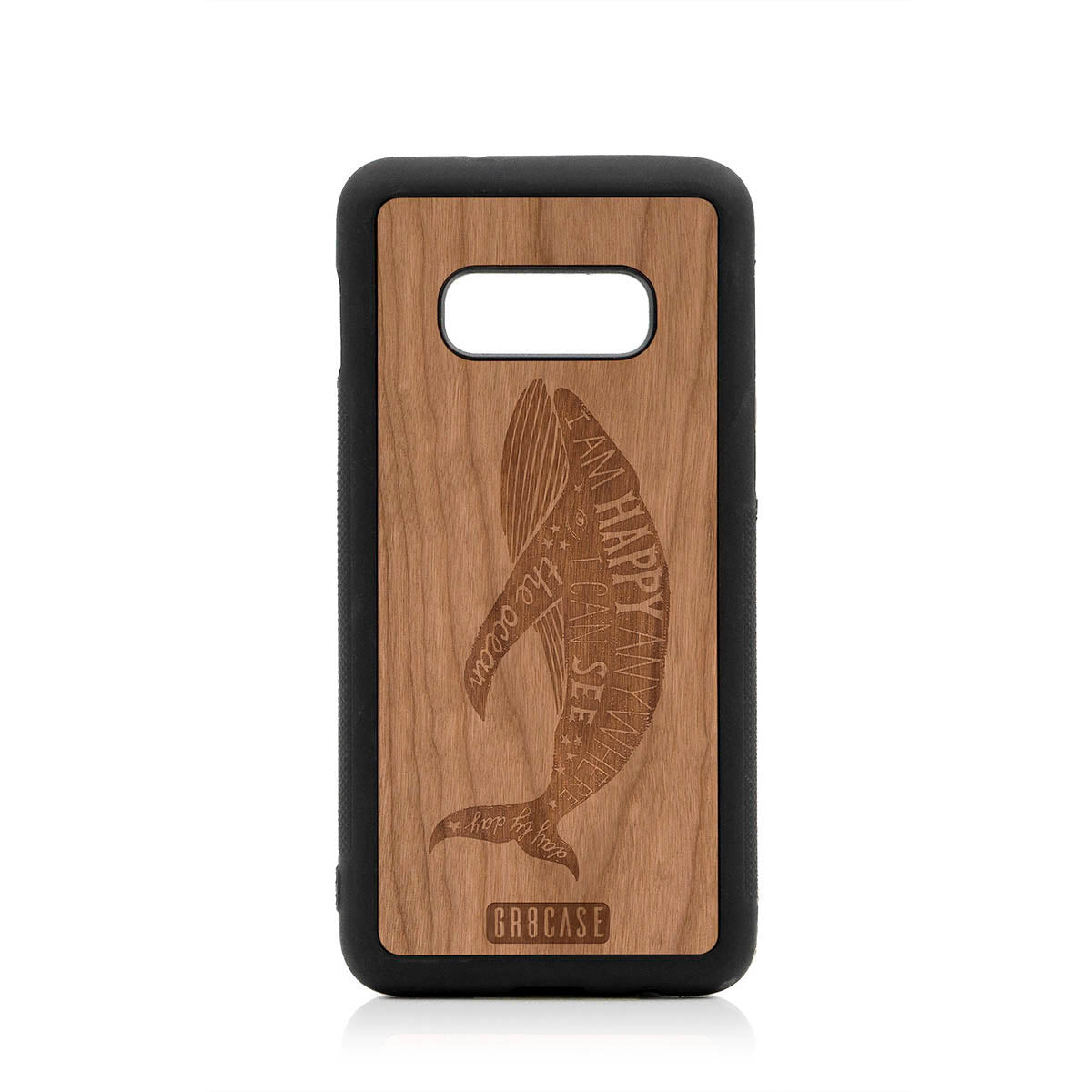 I'm Happy Anywhere I Can See The Ocean (Whale) Design Wood Case For Samsung Galaxy S10E