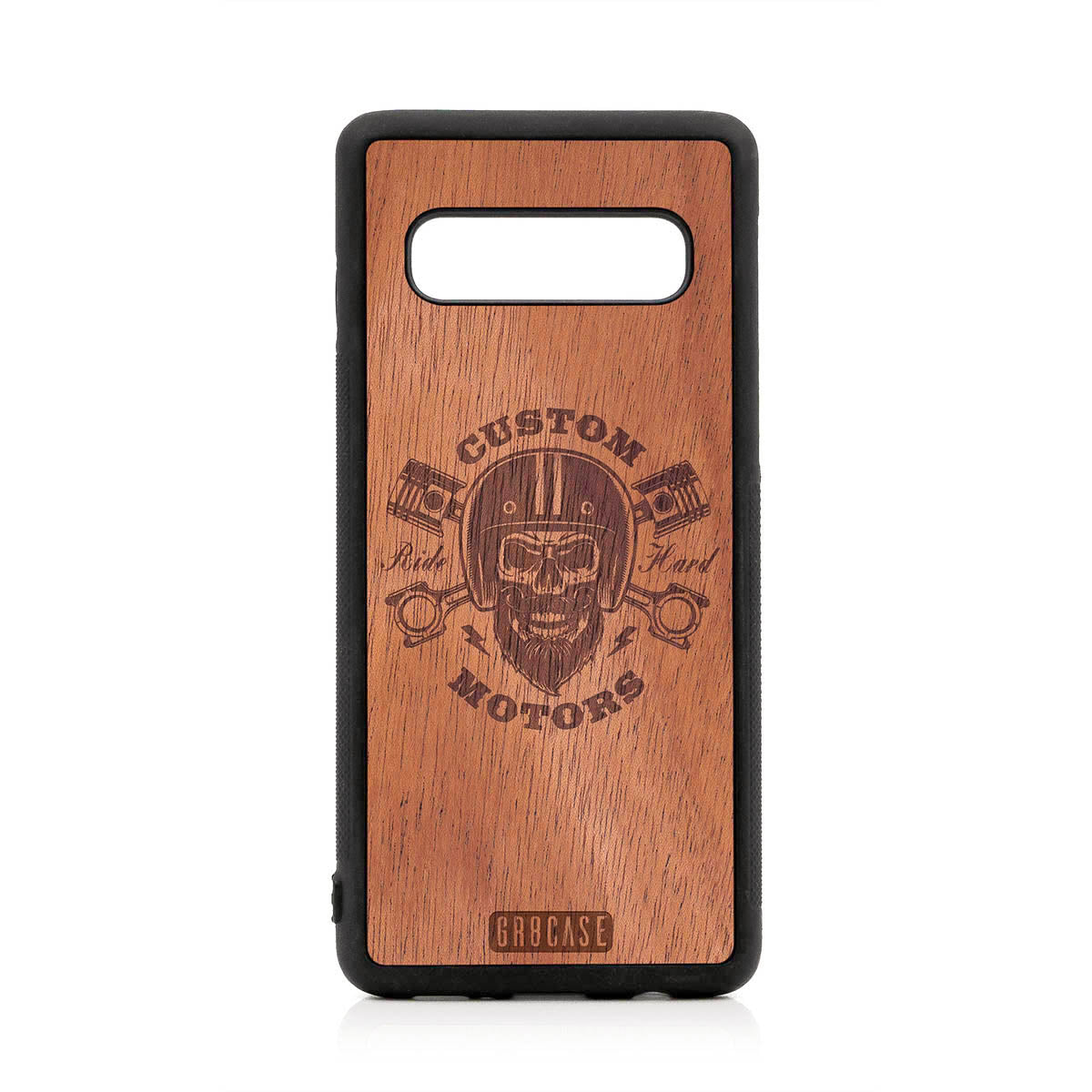Custom Motors (Bearded Biker Skull) Design Wood Case For Samsung Galaxy S10 by GR8CASE