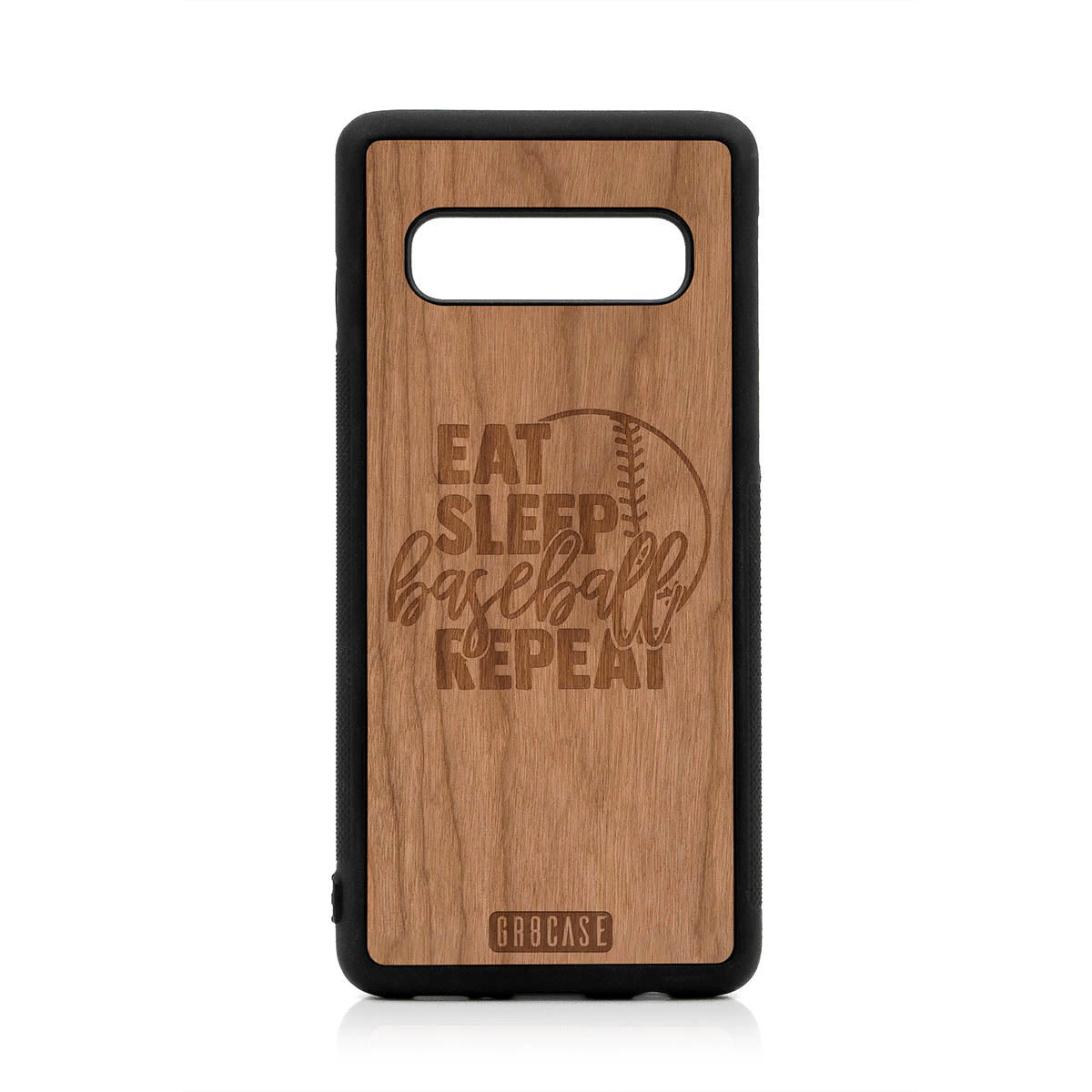 Eat Sleep Baseball Repeat Design Wood Case For Samsung Galaxy S10