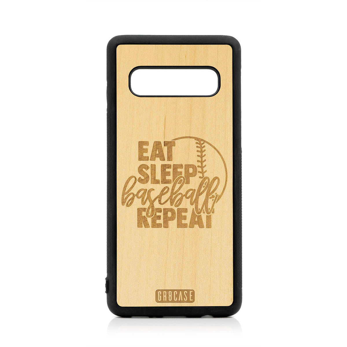 Eat Sleep Baseball Repeat Design Wood Case For Samsung Galaxy S10