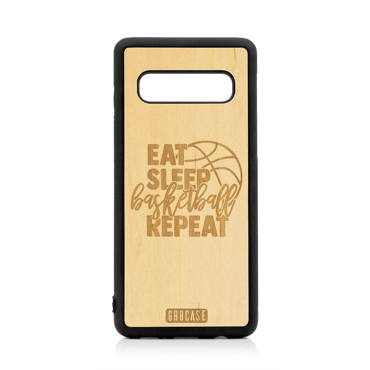 Eat Sleep Basketball Repeat Design Wood Case For Samsung Galaxy S10