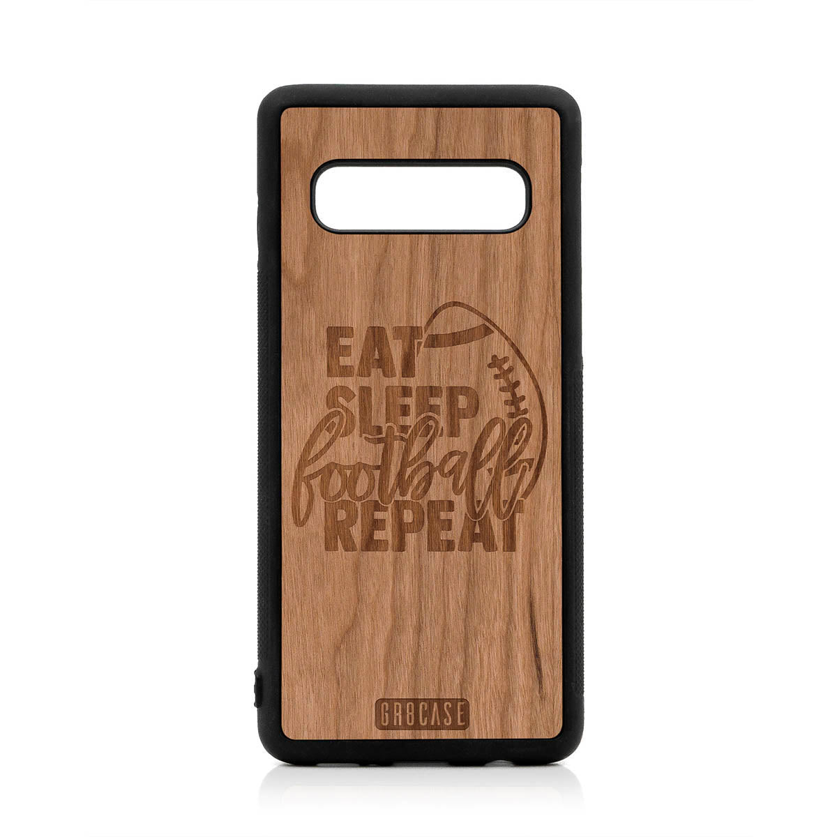 Eat Sleep Football Repeat Design Wood Case For Samsung Galaxy S10