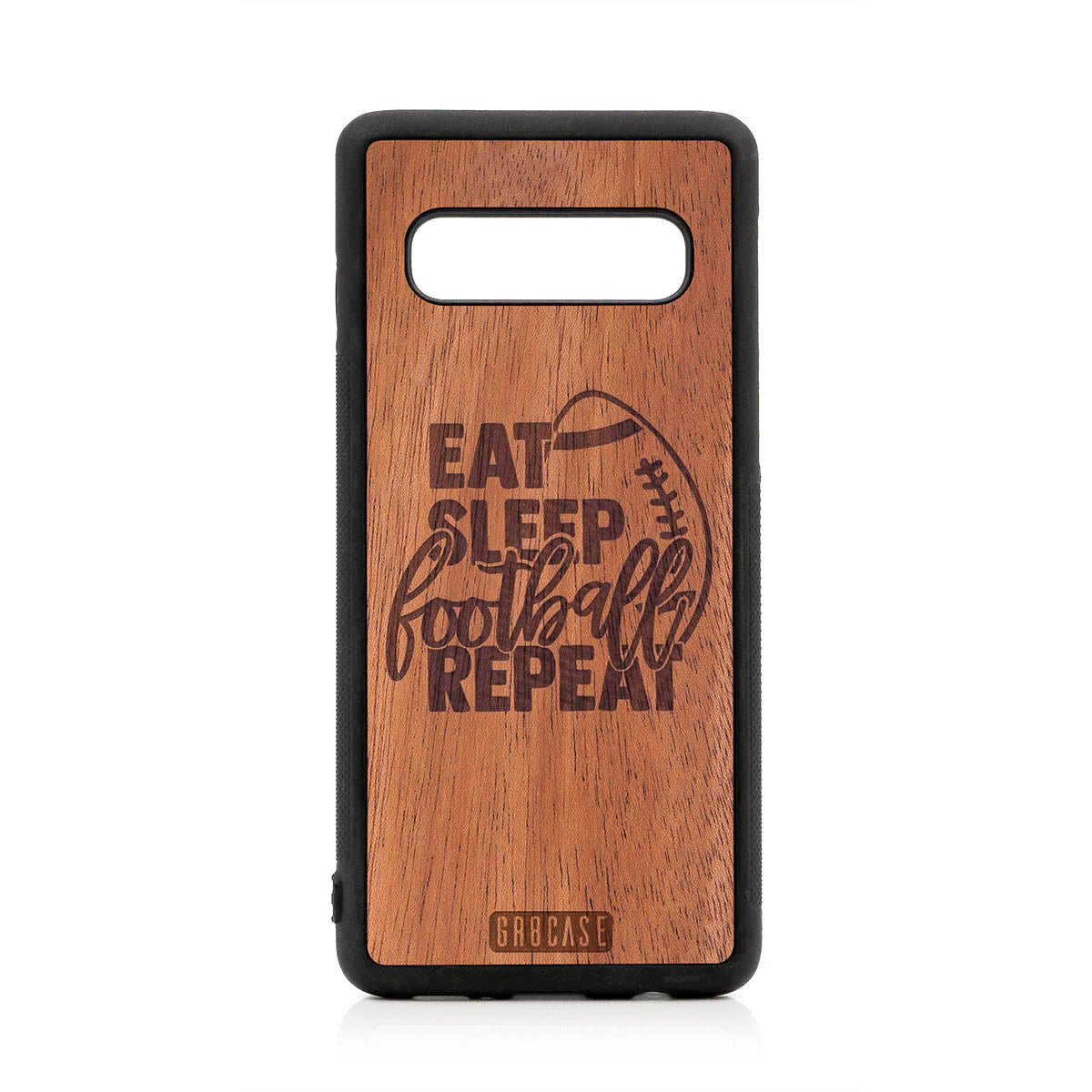 Eat Sleep Football Repeat Design Wood Case For Samsung Galaxy S10