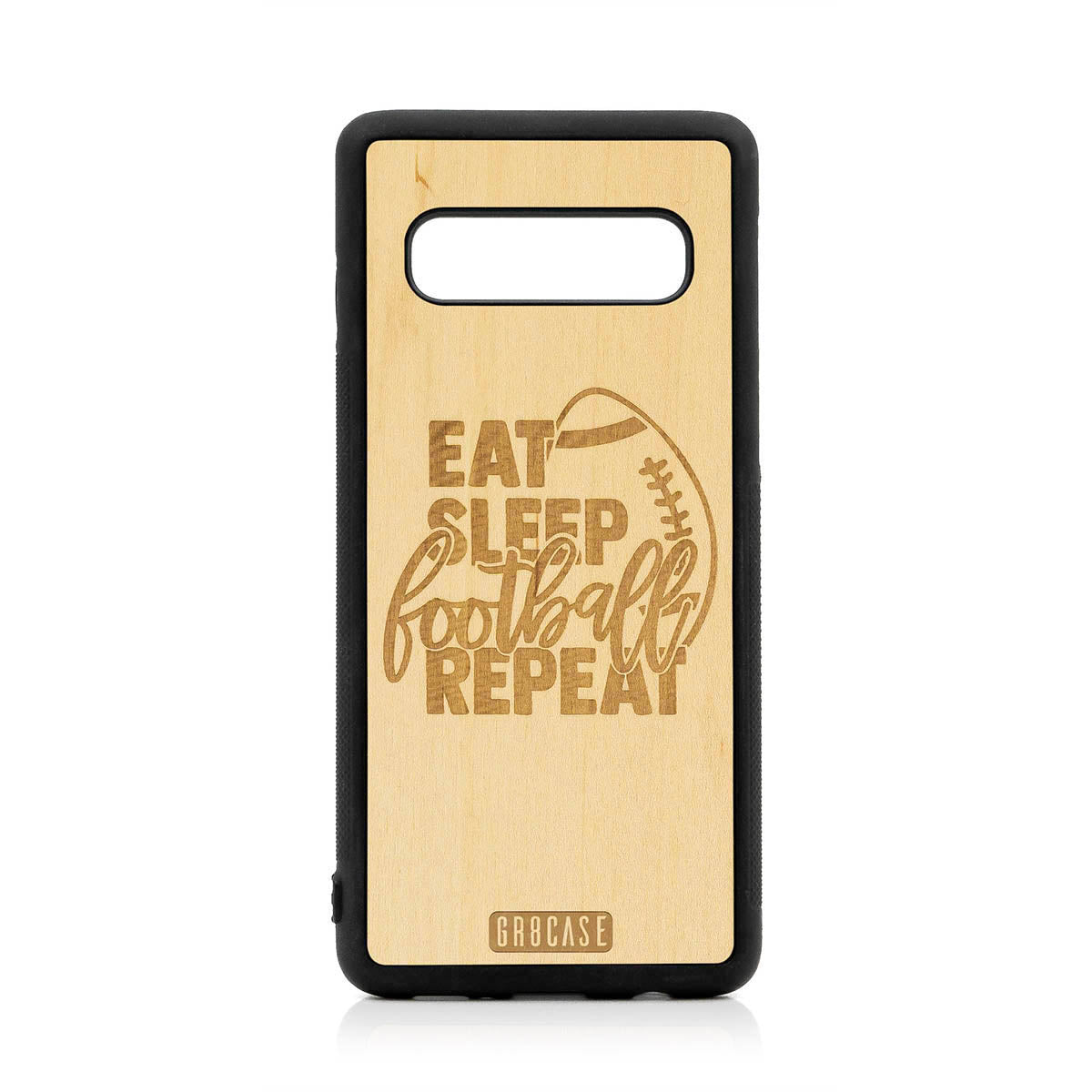 Eat Sleep Football Repeat Design Wood Case For Samsung Galaxy S10