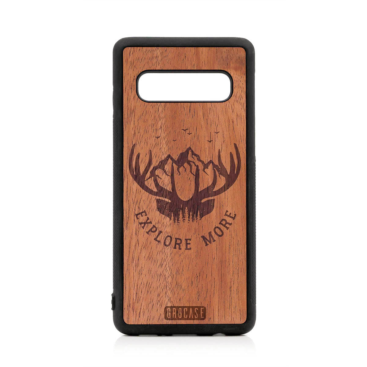 Explore More (Forest, Mountains &amp; Antlers) Design Wood Case For Samsung Galaxy S10 by GR8CASE