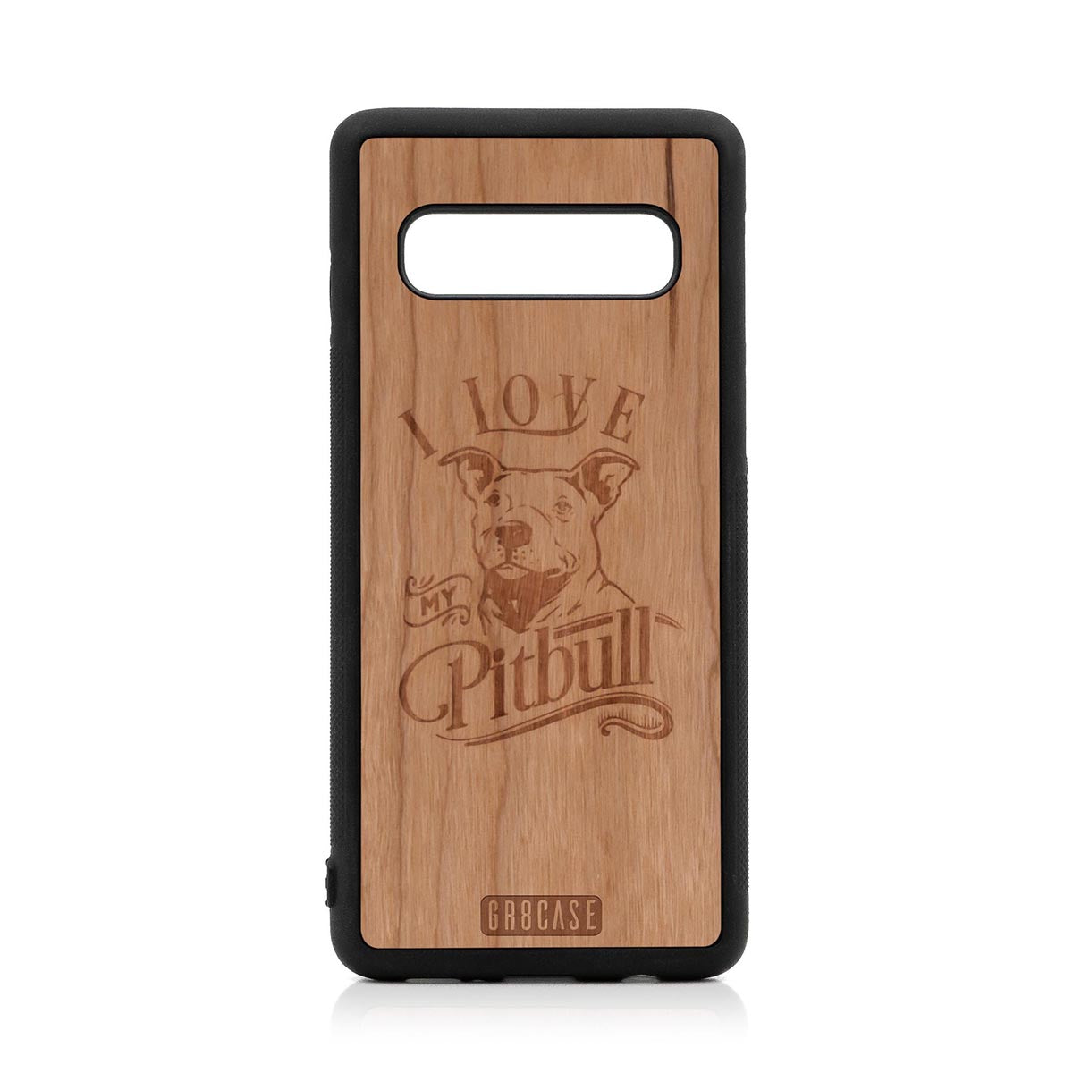 I Love My Pitbull Design Wood Case For Samsung Galaxy S10 by GR8CASE