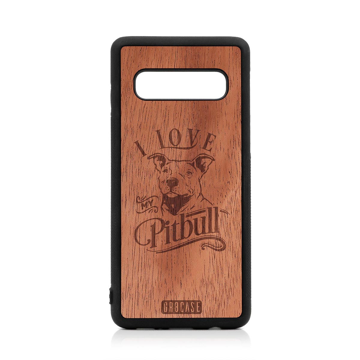 I Love My Pitbull Design Wood Case For Samsung Galaxy S10 by GR8CASE