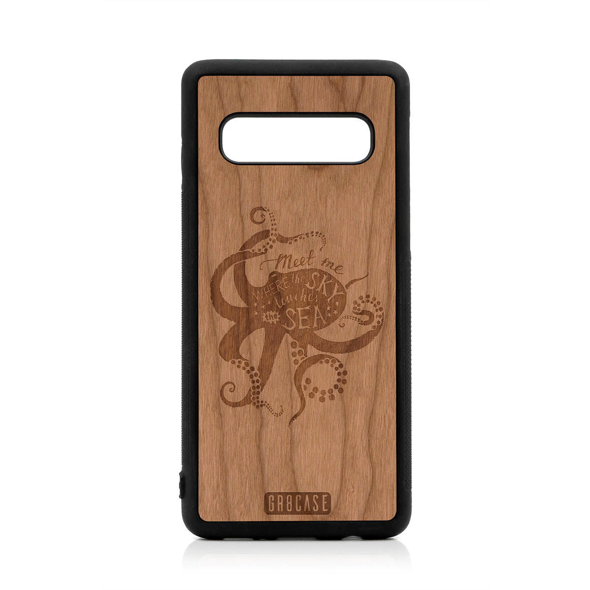 Meet Me Where The Sky Touches The Sea (Octopus) Design Wood Case For Samsung Galaxy S10