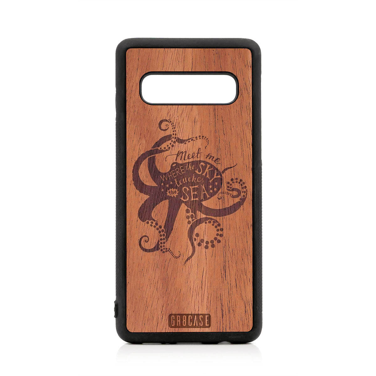 Meet Me Where The Sky Touches The Sea (Octopus) Design Wood Case For Samsung Galaxy S10