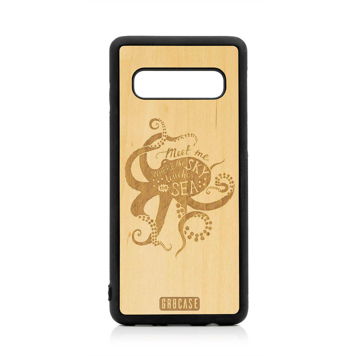Meet Me Where The Sky Touches The Sea (Octopus) Design Wood Case For Samsung Galaxy S10