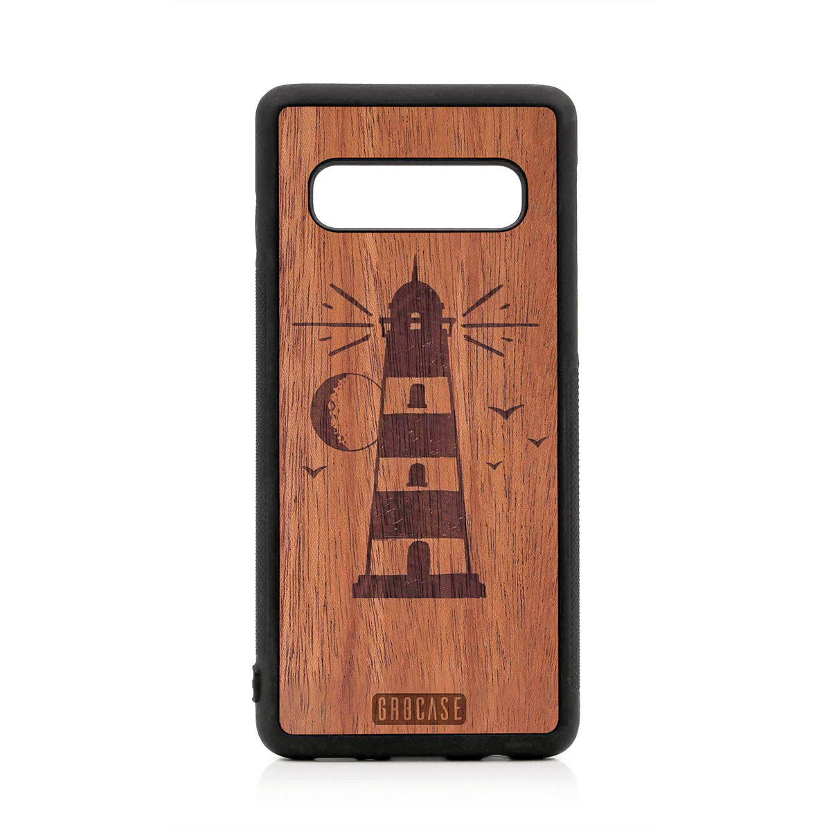 Midnight Lighthouse Design Wood Case For Samsung Galaxy S10