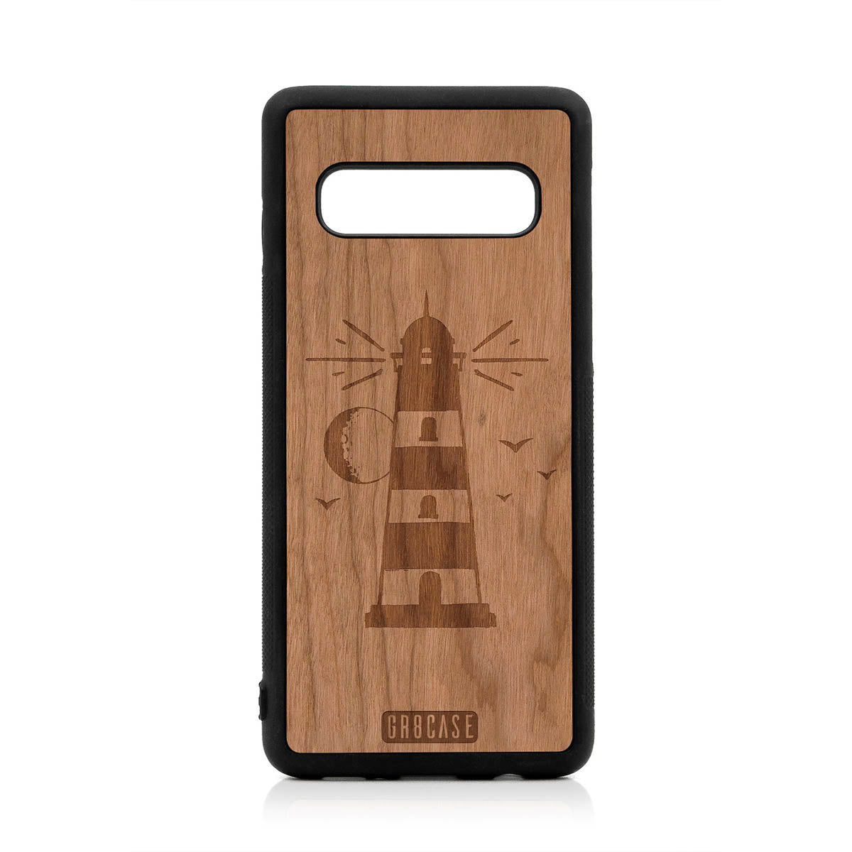 Midnight Lighthouse Design Wood Case For Samsung Galaxy S10