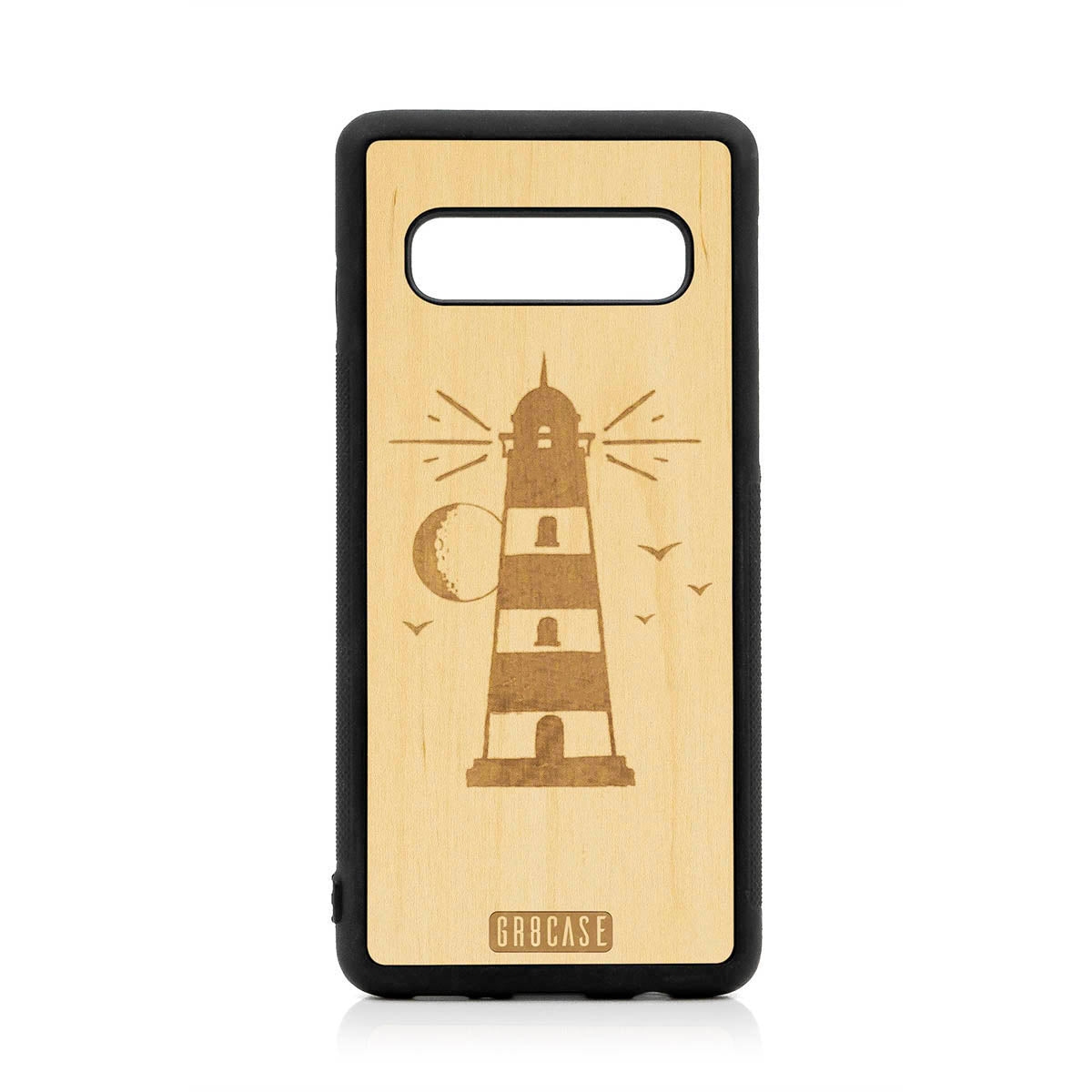 Midnight Lighthouse Design Wood Case For Samsung Galaxy S10