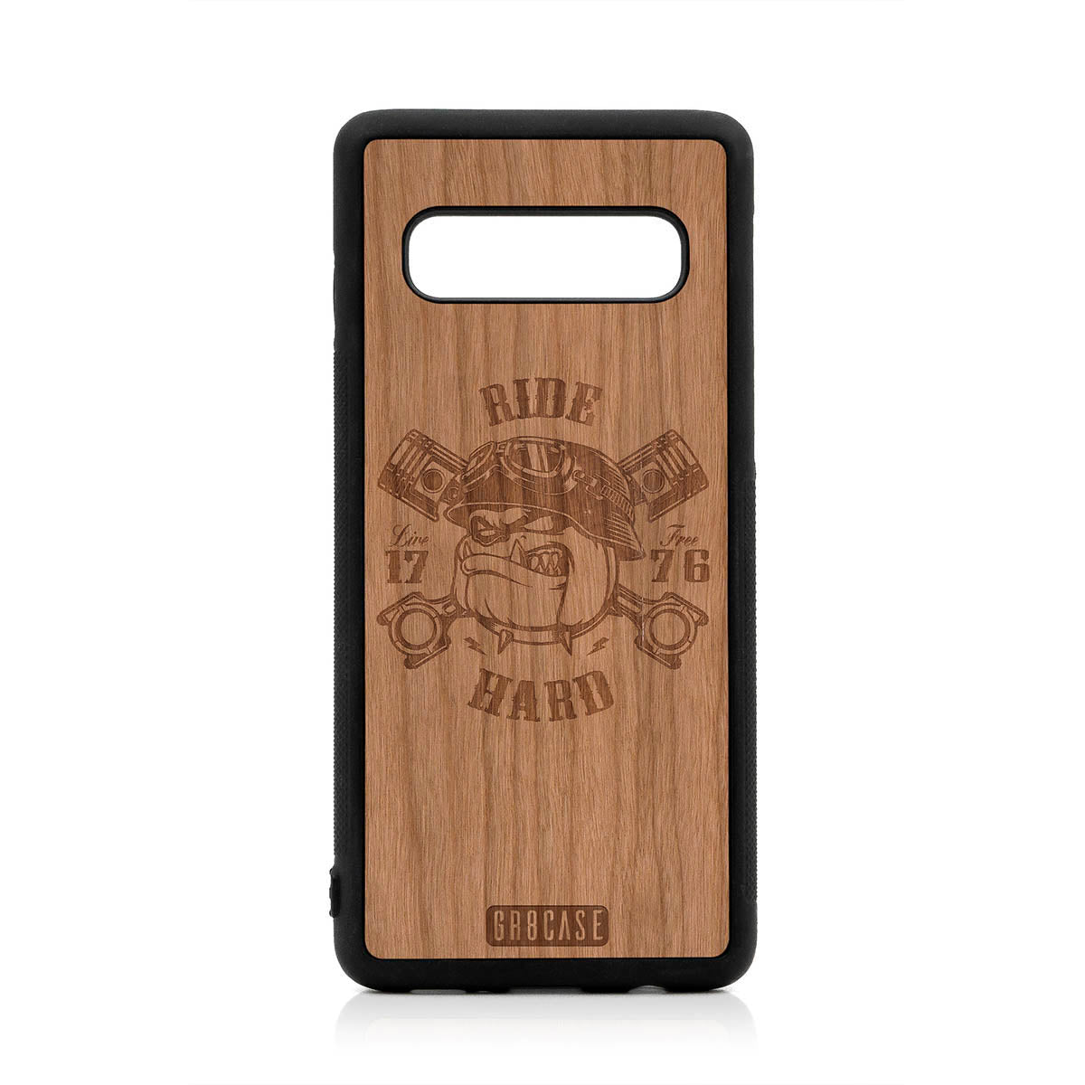 Ride Hard Live Free (Biker Dog) Design Wood Case For Samsung Galaxy S10 by GR8CASE