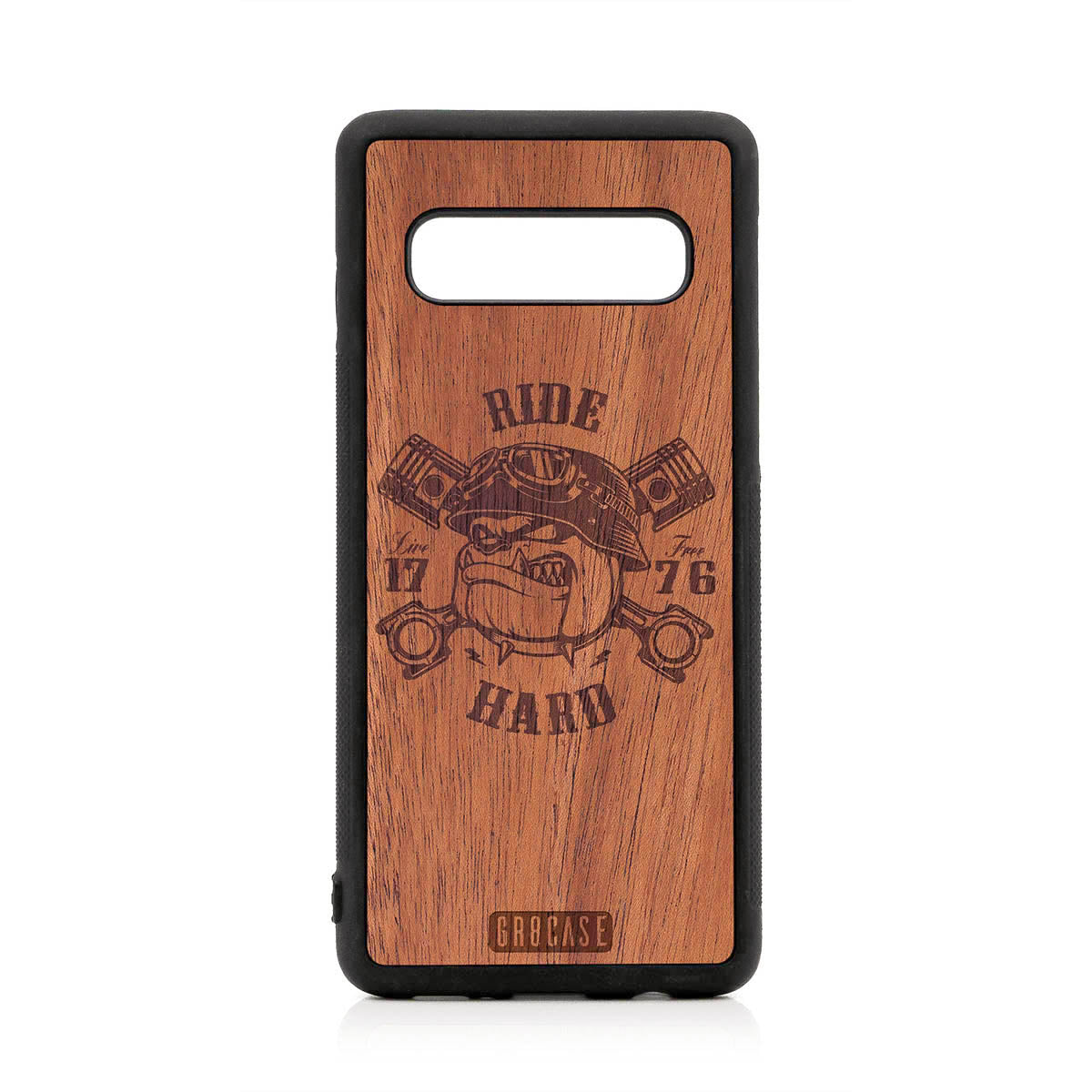 Ride Hard Live Free (Biker Dog) Design Wood Case For Samsung Galaxy S10 by GR8CASE