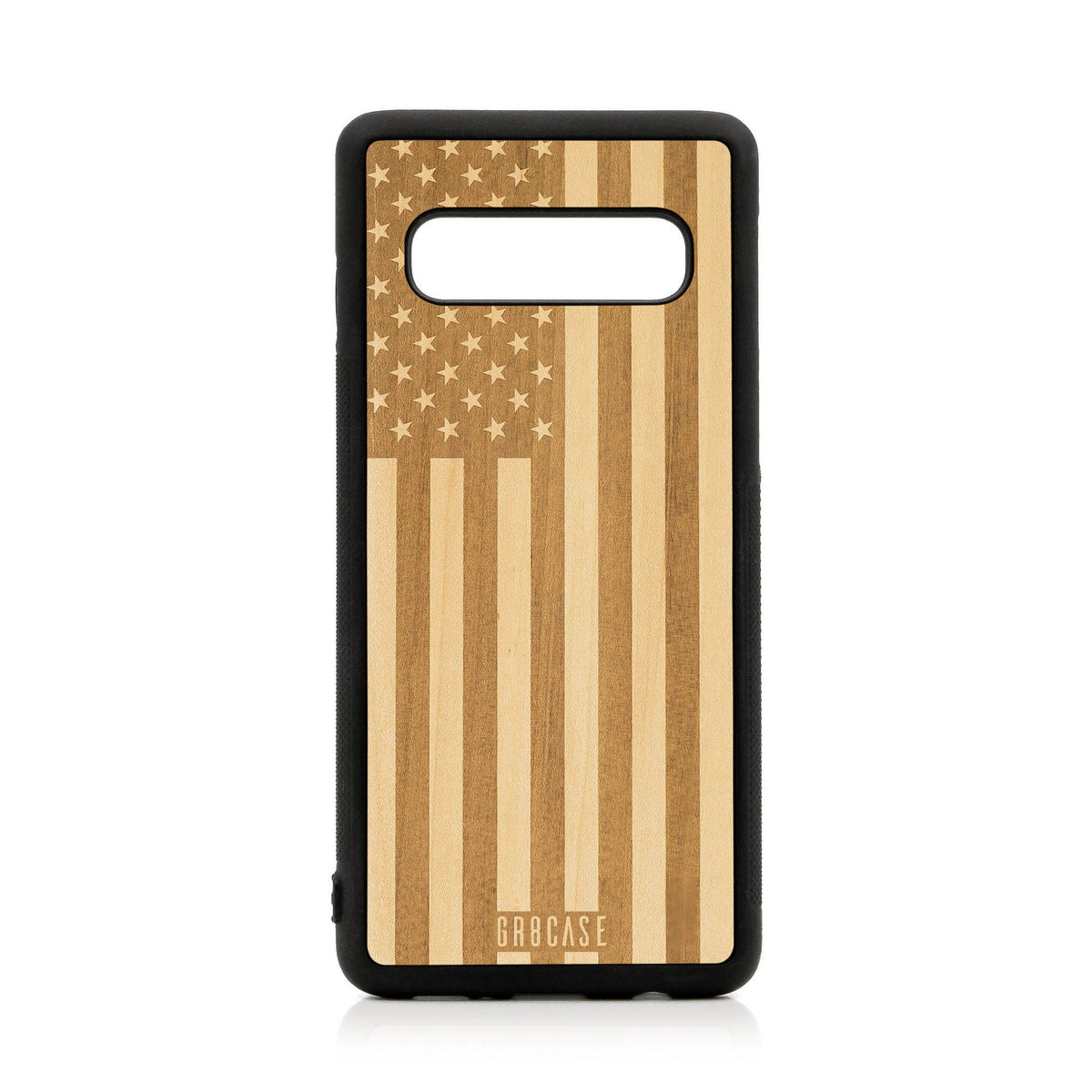 USA Flag Design Wood Case For Samsung Galaxy S10
