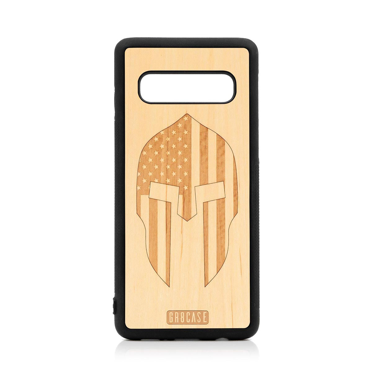 USA Spartan Helmet Design Wood Case For Samsung Galaxy S10
